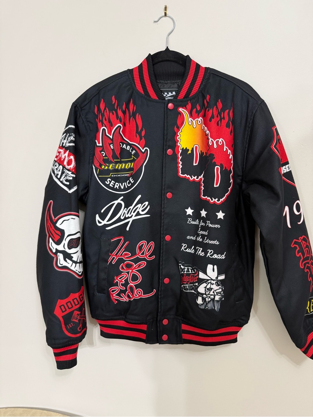 Dodge x Reason Demon Hellcat Limited Edition Varsity Jacket Black S Mopar Racing